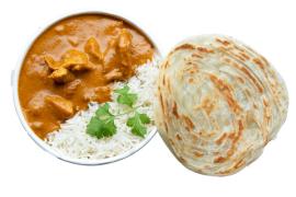 Indian small bowl with parotta bread
