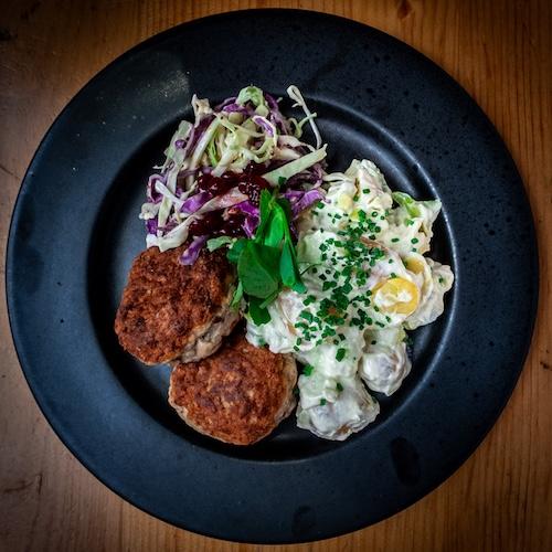 Danish meatballs with potato salad
